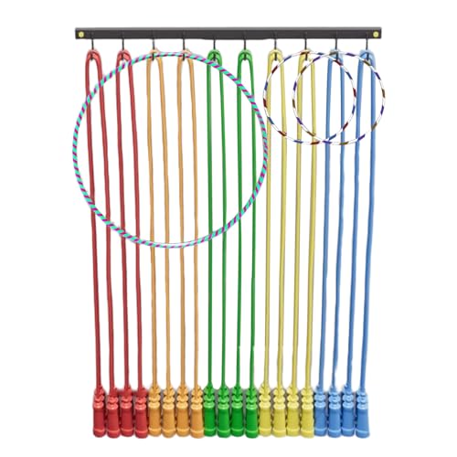 MJMLUCK An der Wand montierter Springseilhalter mit 10 Haken, Wandregal für Hula-Hoop-Ringe im Fitnessstudio, Wandaufhänger für Sportgeräte für Studio, Garage, Spielzimmer (2 Stück) (1 Stück) von MJMLUCK