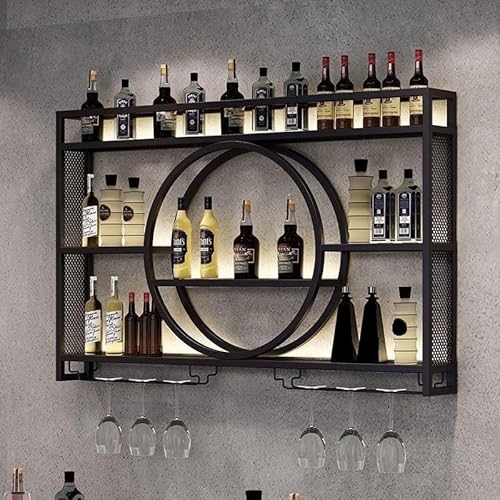 MJMLUCK An der Wand montiertes Weinregal, Weinhalter aus Metall, Weinglasregal, hängender runder Weinregalschrank aus Metall, mit Weinglashalter, für Hausbar, Küche, Esszimmer (Farbe: GOL MJMLUCK An der Wand montiertes Weinregal, Weinhalter aus Metall, Weinglasregal, hängender runder Weinregalschrank aus Metall, mit Weinglashalter, für Hausbar, Küche, Esszimmer (Farbe: GOL von MJMLUCK