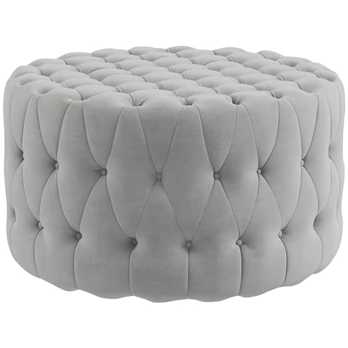 MJMLUCK Button Tufted Velvet Ottoman Foot Stool - Light Gray MJMLUCK Button Tufted Velvet Ottoman Foot Stool - Light Gray von MJMLUCK