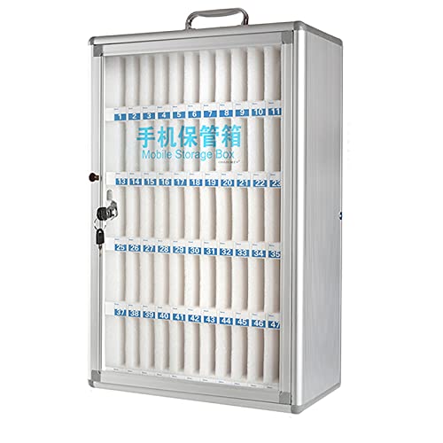 MJMLUCK Cell Phone Storage Cabinet Wall-Mounted Aluminum Alloy Student Mobile Phone Storage Box with Handle and Security Restaurant Storage Cabinet,24 Slots (24 Slots) (60 Slots) von MJMLUCK