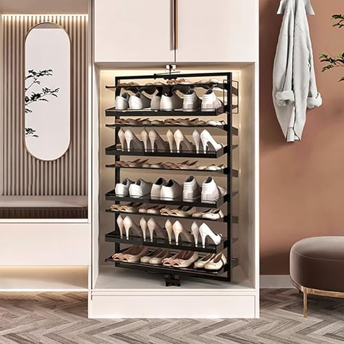MJMLUCK Drehbares Schuhregal, freistehende Schuhregale, 360° drehbarer ausziehbarer Organizer für Schuhschränke, Lagerregal für Eingangsbereich, Wohnzimmer, Flur (67 cm/26,3 Zoll) (131 cm/ von MJMLUCK