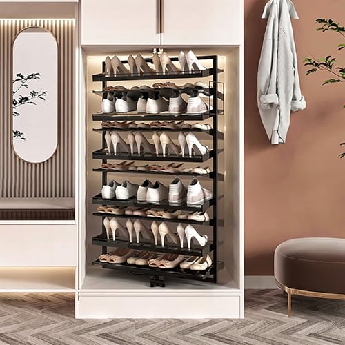 MJMLUCK Drehbares Schuhregal, freistehende Schuhregale, 360° drehbarer ausziehbarer Organizer für Schuhschränke, Lagerregal für Eingangsbereich, Wohnzimmer, Flur (67 cm/26,3 Zoll) (143 cm/ von MJMLUCK