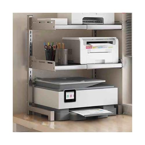 MJMLUCK Druckerständer, Regal für Scanner, 3-stufiger Druckerwagen, Druckerständer für Zuhause, schwarzer Druckerständer, multifunktionale Regale, geeignet für unter den Tisch, zu Hause, i von MJMLUCK