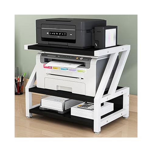 MJMLUCK Druckerständer, Regal für Scanner, Druckerständer für Zuhause, 2-stufiger Druckertisch, Druckerständer unter dem Schreibtisch, bietet Platz für Drucker, Faxgeräte, Stifthalter, Büc von MJMLUCK