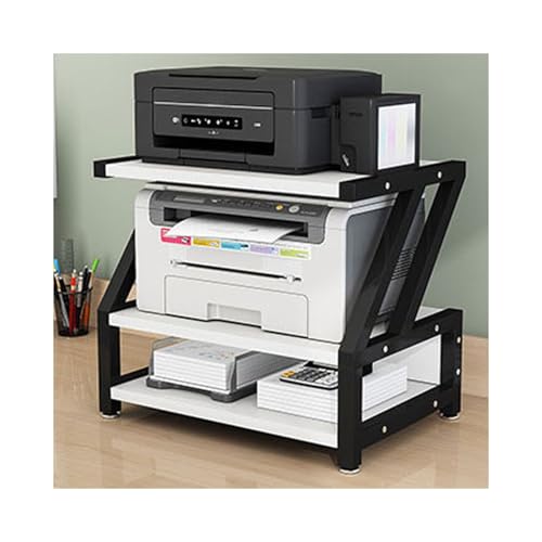 MJMLUCK Druckerständer, Regal für Scanner, Druckerständer für Zuhause, 2-stufiger Druckertisch, Druckerständer unter dem Schreibtisch, bietet Platz für Drucker, Faxgeräte, Stifthalter, Büc von MJMLUCK