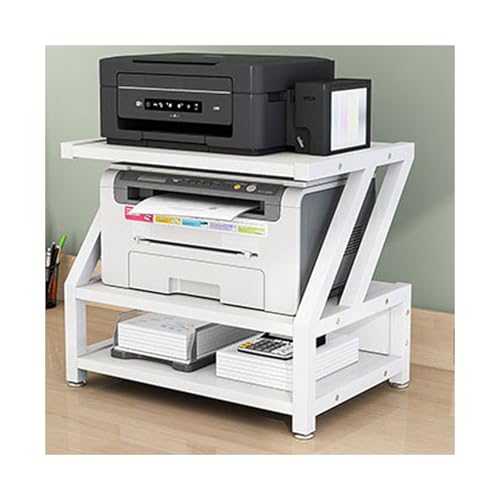 MJMLUCK Druckerständer, Regal für Scanner, Druckerständer für Zuhause, 2-stufiger Druckertisch, Druckerständer unter dem Schreibtisch, bietet Platz für Drucker, Faxgeräte, Stifthalter, Büc von MJMLUCK