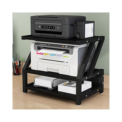 MJMLUCK Druckerständer, Regal für Scanner, Druckerständer für Zuhause, 2-stufiger Druckertisch, Druckerständer unter dem Schreibtisch, bietet Platz für Drucker, Faxgeräte, Stifthalter, Büc von MJMLUCK