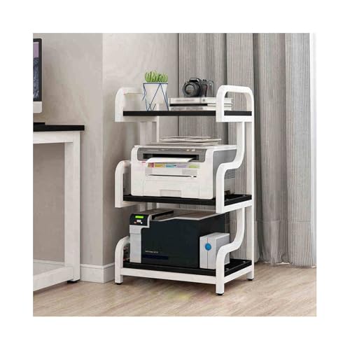 MJMLUCK Druckerständer für Zuhause, 3-stufiger Druckertisch, schwarzer Druckerständer, Druckerständer, Ablage für Scanner, geeignet für Fax, Scanner, Dokumente, Bücher, Mikrowelle (weißer von MJMLUCK