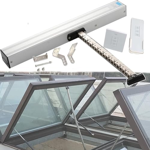 MJMLUCK Electric Window Opener Actuator,Electric Commercial Swing Door Closer,Maximum Load 400N,Double Chain/Low Noise,with Remote Control + Switch,Suitable for roof Windows(400mm) von MJMLUCK