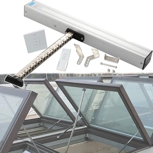 MJMLUCK Electric Window Opener Actuator,Electric Commercial Swing Door Closer,Maximum Load 400N,Double Chain/Low Noise,with Remote Control + Switch,for Roof Windows(700mm) von MJMLUCK