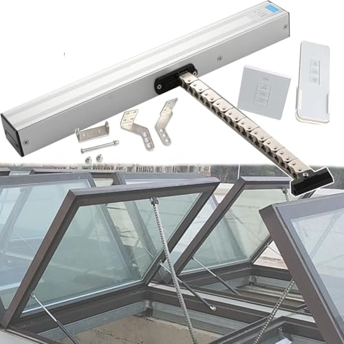 MJMLUCK Electric Window Opener Actuator,Maximum Load 400N,Double Chain/Low Noise,with Remote Control + Switch,for Roof Windows,Greenhouses(600mm) von MJMLUCK