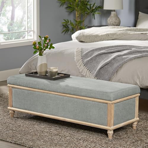 MJMLUCK Gray Fabric Storage Ottoman, Rustic Farmhouse Style, with Lift-Top Storage & Seating for Living Room Bedroom - Grey von MJMLUCK