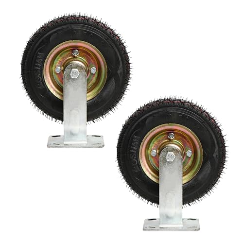 MJMLUCK Hochleistungs-Industrie-Lenkrolle, 6, 8 und 10 Zoll, 2er-Set, bewegliche, geräuschlose, stoßdämpfende, pneumatische Gummi-Lenkrolle, Bockrolle mit Doppelkugellager, für Trolley-Arbeiten (FES von MJMLUCK
