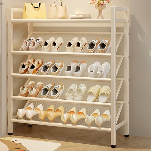 MJMLUCK Hohes, schmales Schuhregal, vertikales Schuhregal mit offenem Stauraum, platzsparender Eckschuh-Organizer, für kleine Räume, Eingangsbereiche, Wohnzimmer, Schlafzimmer (weiß, 50 x von MJMLUCK