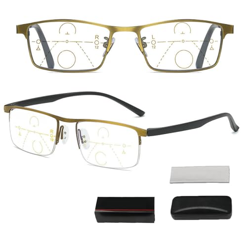 MJMLUCK Intelligente Gleitsichtbrille Dual-Focus Anti Blaulicht Sehhilfe, Intelligente Zoom Lesebrille Automatischer Gleitsichtbrille Mit Brille Box füR Herren und Damen (Two Pairs 400) von MJMLUCK