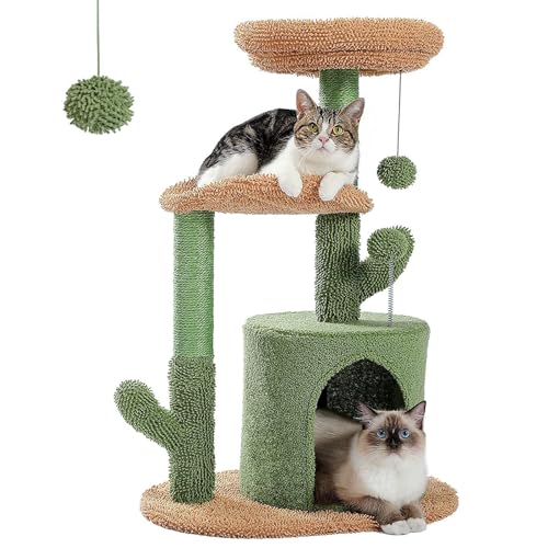 MJMLUCK Katzenbaum 32,9 Zoll Kaktus-Katzenturm mit Sisal-überzogenem Kratzbaum, gemütlicher Unterkunft, Plüschsitzstangen und Flauschigen Bällen für Hauskatzen MJMLUCK Katzenbaum 32,9 Zoll Kaktus-Katzenturm mit Sisal-überzogenem Kratzbaum, gemütlicher Unterkunft, Plüschsitzstangen und Flauschigen Bällen für Hauskatzen von MJMLUCK