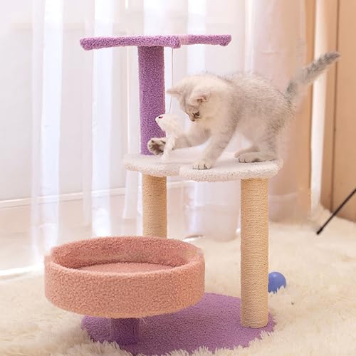 MJMLUCK Katzenbaum für Hauskatzen, Katzenturm mit Kratzbaum, modernes, süßes Kätzchenmöbel, mehrstöckige Plüschbettstangen und interaktiver Baumelball zum Spielen Kleiner Haustiere MJMLUCK Katzenbaum für Hauskatzen, Katzenturm mit Kratzbaum, modernes, süßes Kätzchenmöbel, mehrstöckige Plüschbettstangen und interaktiver Baumelball zum Spielen Kleiner Haustiere von MJMLUCK