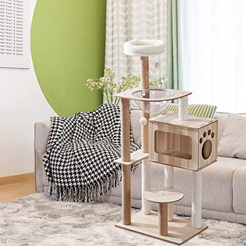 MJMLUCK Katzenbaumturm aus Holz für Hauskatzen mit Raumschiff-Hängematte, moderner Katzenbaum, hoher Katzenkletterturm für große Katzen mit vollständig mit Sisal überzogenem Kratzbaum MJMLUCK Katzenbaumturm aus Holz für Hauskatzen mit Raumschiff-Hängematte, moderner Katzenbaum, hoher Katzenkletterturm für große Katzen mit vollständig mit Sisal überzogenem Kratzbaum von MJMLUCK