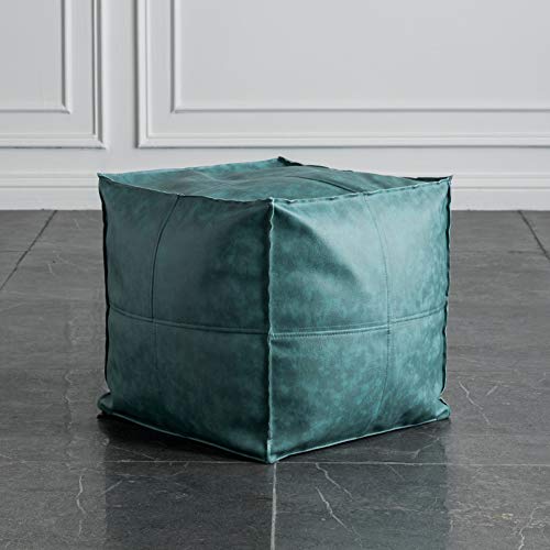 MJMLUCK Kleine Fußstütze, Abnehmbarer Sitzsack-Bodenstuhl für das Wohnzimmer, moderner, einfarbiger, gefüllter Fußhocker, marokkanischer quadratischer Lederpouf, handgefertigter Boho-Würfe von MJMLUCK