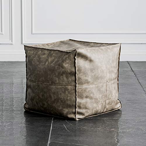MJMLUCK Kleine Fußstütze, Abnehmbarer Sitzsack-Bodenstuhl für das Wohnzimmer, moderner, einfarbiger, gefüllter Fußhocker, marokkanischer quadratischer Lederpouf, handgefertigter Boho-Würfe von MJMLUCK