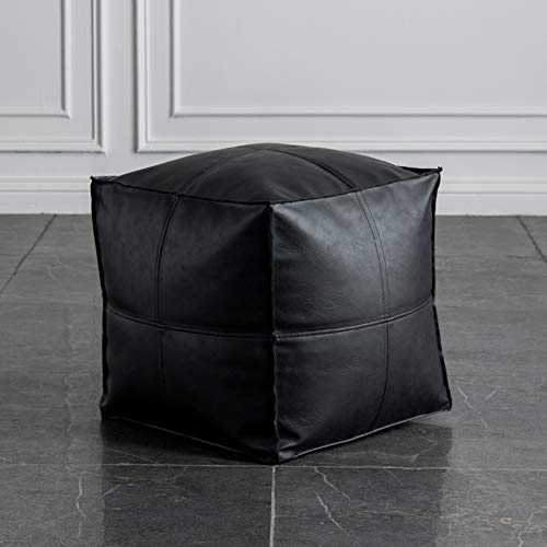 MJMLUCK Kleine Fußstütze, Abnehmbarer Sitzsack-Bodenstuhl für das Wohnzimmer, moderner, einfarbiger, gefüllter Fußhocker, marokkanischer quadratischer Lederpouf, handgefertigter Boho-Würfe von MJMLUCK