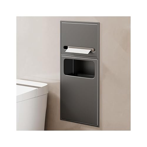 MJMLUCK Kommerzieller versenkbarer Papierhandtuchspender und Abfallbehälter, Edelstahl, Badezimmernische, C-Falz/Multifold-Toilettenpapierspender mit Mülleimer für Restauranttoiletten (Gra von MJMLUCK