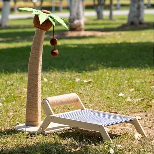 MJMLUCK Kratzbaum mit Bett, hoher Katzenkratzbaum in Palmenform für Hauskatzen, mit Liegestuhl, 2-in-1, lustiger Sisalseil-Kratzbaum mit Ball für Erwachsene Hauskatzen/Kätzchen, H (G) von MJMLUCK