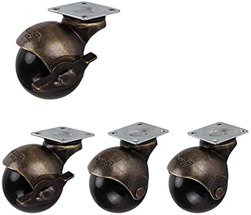 MJMLUCK Kugelrollen, 2 Zoll, 50 mm, antike Möbelrollen, Feste Platte, universelle Schwenkräder mit Bremse, 180 kg, sicher für Hartholzböden, Teppichfliesen, 4 Packungen (Größe: 4 Bremsen) (2 Schwenk von MJMLUCK