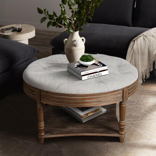 MJMLUCK Large Round Waterproof Ottoman Coffee Table Living Room Footstool with Storage MJMLUCK Large Round Waterproof Ottoman Coffee Table Living Room Footstool with Storage von MJMLUCK