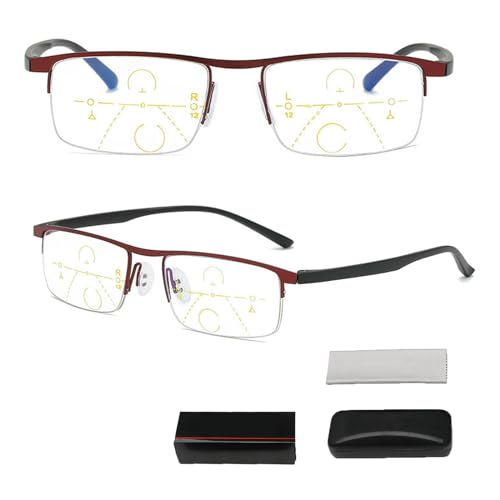 MJMLUCK Libiyi Intelligente Zoom Lesebrille, Smart Glasses Dual-Focus Gleitsichtbrille von Dotmalls, Intelligente Gleitsichtbrille Damen und Herren Zoom Brille mit Brille Box (red 250) von MJMLUCK