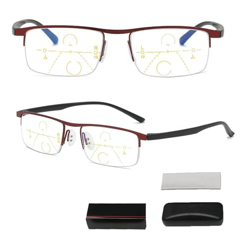 MJMLUCK Libiyi Intelligente Zoom Lesebrille, Smart Glasses Dual-Focus Gleitsichtbrille von Dotmalls, Intelligente Gleitsichtbrille Damen und Herren Zoom Brille mit Brille Box (red 350) von MJMLUCK