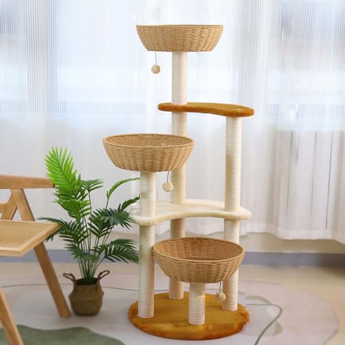 MJMLUCK Mehrstöckiger Kratzbaum für große Katzen/Großer Katzenturm mit Katzenwohnung/Sisal-Kratzbaum/Aktivitätszentrum-Theater,B (A) von MJMLUCK