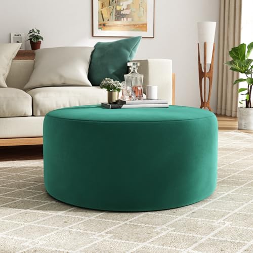 MJMLUCK Modern Round Velvet Ottoman - Extra Seating & Stylish Home Decor von MJMLUCK