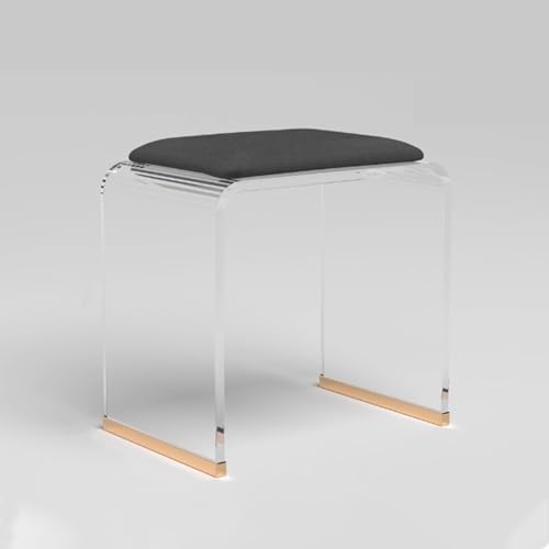 MJMLUCK Moderner Ottoman aus Acryl mit getufteter, gepolsterter Sitzfläche, durchsichtiger Fußhocker, multifunktionaler Hocker für Schminktisch, Schlafzimmer, Wohnzimmer (weiß) (schwarz, E von MJMLUCK