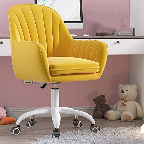 MJMLUCK Moderner ergonomischer Bürostuhl, Gelb, Samt und Polyurethan, 120 kg Tragkraft, höhenverstellbar, 360°-Lenkrollen (Nr. 7) von MJMLUCK
