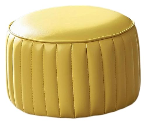 MJMLUCK Ottomans Fußhocker, runder Schuhwechselhocker aus Leder, Pouffee-Fußhocker für Wohnzimmer, Küche, Schlafzimmer, Balkon, Ruhehocker, gelb-32x (Farbe: Gelb, Größe: 36x24cm) (Gelb von MJMLUCK