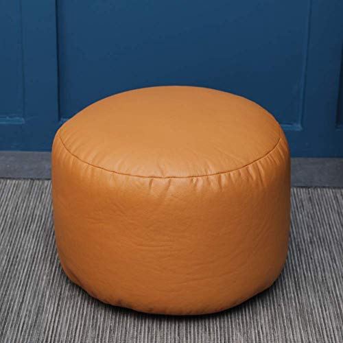 MJMLUCK Pouf Ottoman, Kunstleder Pouffe Kissen Bequeme Fußstütze Runder Sitzsack Stuhl Dekor Fußhocker Gepolsterter Tatami Hocker-Orange 45x28cm(18x11inch) (Orange 45x28cm(18x11inc von MJMLUCK