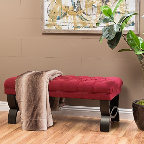 MJMLUCK Red Fabric Button Tufted Ottoman Bench for Living Room Accent & Footrest MJMLUCK Red Fabric Button Tufted Ottoman Bench for Living Room Accent & Footrest von MJMLUCK