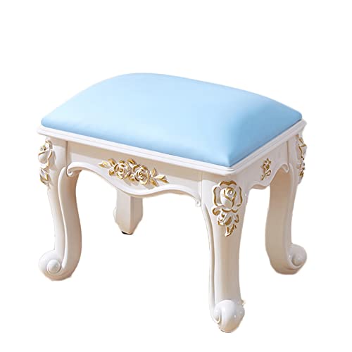 MJMLUCK Rutschfester, moderner gepolsterter Fußhocker für Wohnzimmer und Büro mit Schuhwechselhocker und Sofasitz – erhältlich in 5 Farben (Linie Blaugold) von MJMLUCK