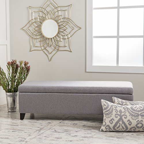 MJMLUCK Sleek Grey Fabric Storage Ottoman - 51" Long, No Assembly, Extra Storage Space von MJMLUCK
