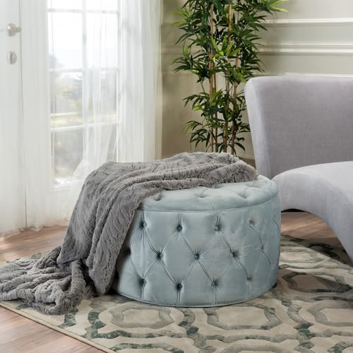 MJMLUCK Soft & Stylish Light Grey Velvet Ottoman | Modern Home Decor Footrest | Assembly Required | No Assembly Required MJMLUCK Soft & Stylish Light Grey Velvet Ottoman | Modern Home Decor Footrest | Assembly Required | No Assembly Required von MJMLUCK