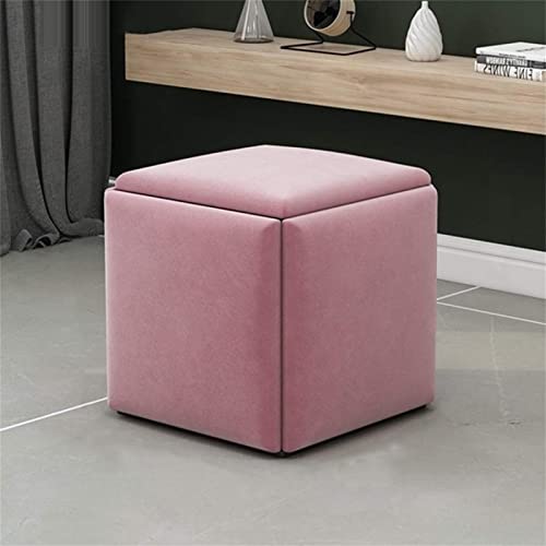 MJMLUCK Stapelbare Sofa-Sessel-Hocker-Kombination 5 in 1 Sitzwürfel Fußhocker, Atmungsaktive Wildleder-Fußstütze Ottomanen Wohnaccessoire Kreatives Würfelsofa, Groß, Rosa von MJMLUCK
