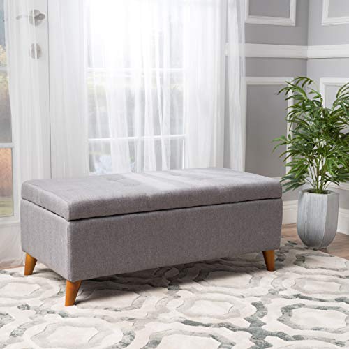 MJMLUCK Storage Ottoman Bench - Grey Fabric - Lift Top Organizer for Living Room, Office, Entryway von MJMLUCK