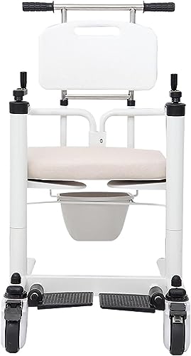 MJMLUCK Tragbarer Patientenlifter, Patiententransfer-Rollstuhl, ältere Menschen mit Behinderung, mit Rädern, 180° geteilter Sitz, Badezimmer-Duschstuhl, Duschstuhl, 43 x 44 cm, Weiß (Weiß 43 x 44 cm von MJMLUCK