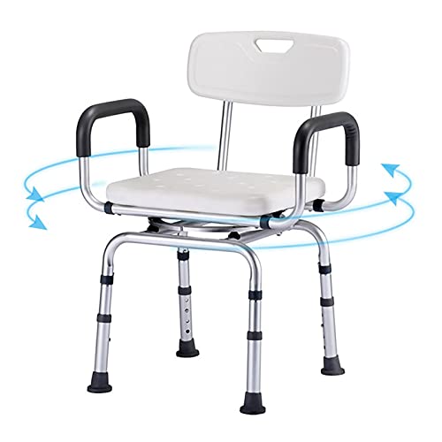 MJMLUCK Verstellbarer Duschdrehstuhl – Tragkraft bis zu 130 kg – Drehbarer Badehocker für Badewannen – 360-Grad-Drehsitz – Höhenverstellbar – Ideal für Senioren und Behinderte von MJMLUCK