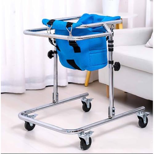 MJMLUCK Vierrädriger Gehwagen für Kinder, Gehhilfe für Zerebralparese, Geeignet für Körpergrößen von 80-120 cm, Höhenverstellbarer Rehabilitations-Stehrahmen-Gehwagen, Gehhilfe für Behinderte (Blau) von MJMLUCK