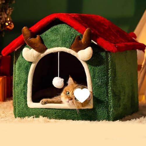 MJMLUCK Weihnachts-Katzenbett, Weihnachtsbaum-Katzenhaus, geeignet für den Innenbereich, Katzenhauszelt, abnehmbar und waschbar, Katzenloch, geeignet für Katzen, kleine Hunde, Rot, S (Rot MJMLUCK Weihnachts-Katzenbett, Weihnachtsbaum-Katzenhaus, geeignet für den Innenbereich, Katzenhauszelt, abnehmbar und waschbar, Katzenloch, geeignet für Katzen, kleine Hunde, Rot, S (Rot von MJMLUCK