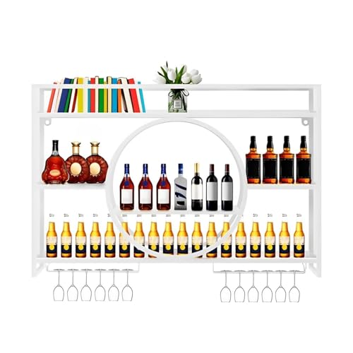 MJMLUCK Weinregal aus Eisen zur Wandmontage mit LED-Licht – Präsentationsregal mit Weinglashalter | Multifunktionaler hängender Weinhalter | Weinregal aus Metall zur Wandmontage | für Essz MJMLUCK Weinregal aus Eisen zur Wandmontage mit LED-Licht – Präsentationsregal mit Weinglashalter | Multifunktionaler hängender Weinhalter | Weinregal aus Metall zur Wandmontage | für Essz von MJMLUCK