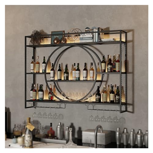 MJMLUCK Weinregal zur Wandmontage mit hängendem Weinglashalter, schwebende Metallregale mit Stielglasaufhänger, Regal zur Präsentation von Spirituosenflaschen, multifunktionales Lagerregal MJMLUCK Weinregal zur Wandmontage mit hängendem Weinglashalter, schwebende Metallregale mit Stielglasaufhänger, Regal zur Präsentation von Spirituosenflaschen, multifunktionales Lagerregal von MJMLUCK