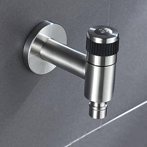 Schwarz/Nickel-Waschmaschinenhahn, einzelner Kaltwasserhahn aus Edelstahl, Badezimmer-WC-Wasserhahn, Wasserhahn für den Außenbereich und den Garten (Stil 3) (Stil 2) von MJMLUCK